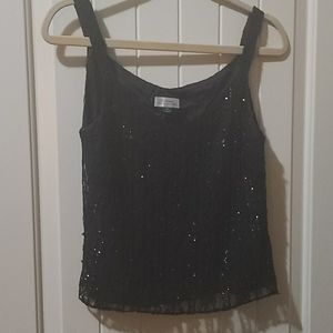 Black sequin and lace blouse